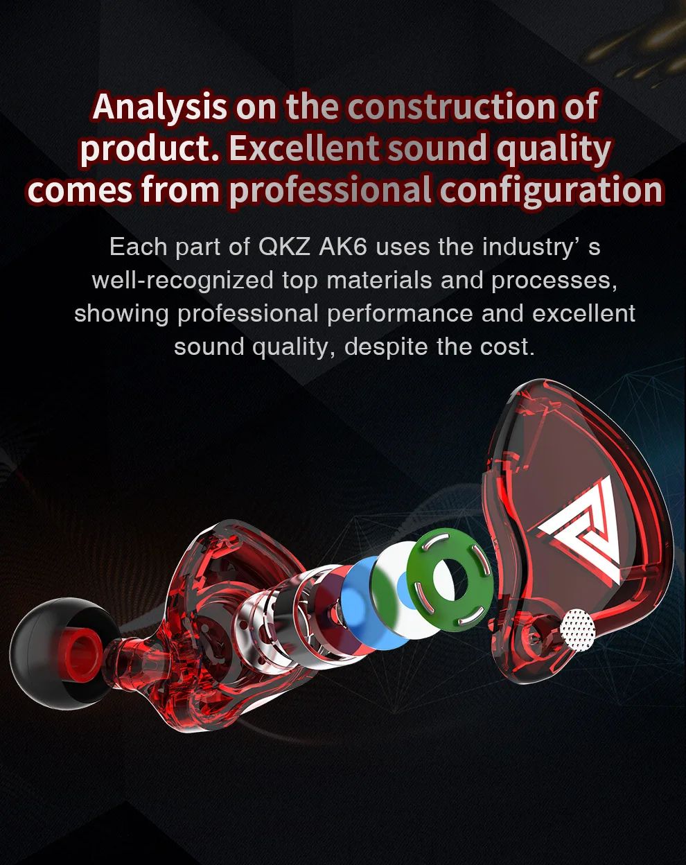 QKZ AK6 In Ear Earphone 6 Dynamic Driver Unit Headphone With Mic Stereo Sports HiFi Subwoofer Headset Monitor Earbuds For iPhone