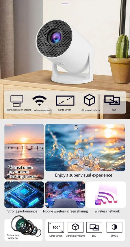 New Projector 4K Android 11 HY300 Wifi6 290ANSI Allwinner H713 BT5.0 1080P 1280*720P Cinema Outdoor Portable Projetors ?