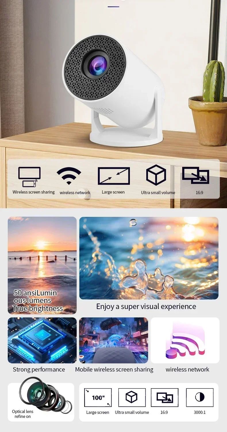 New Projector 4K Android 11 HY300 Wifi6 290ANSI Allwinner H713 BT5.0 1080P 1280*720P Cinema Outdoor Portable Projetors ?
