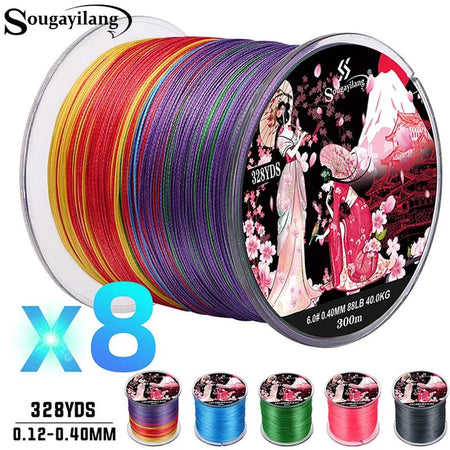 Sougayilang Braided Fishing Line X8 100/300 Drag 22~88LB Multifilament Japanese PE Line for Bass Pike Carp Fishing Accessories