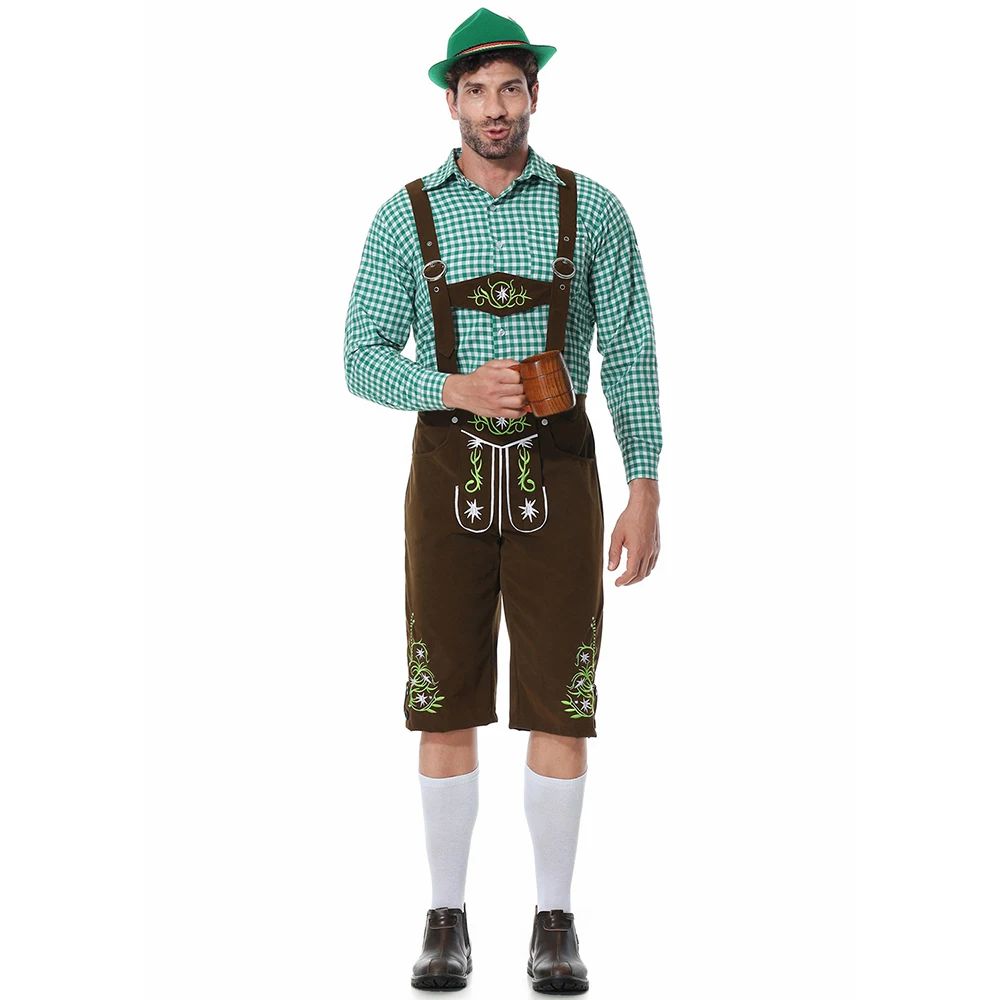 Men Oktoberfest Costume German Oktoberfest Pubs Bartender Outfit Beer Man Costumes  Lederhosen Bavarian Octoberfest