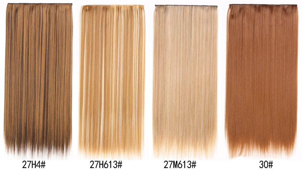 16 Clips in Hair Extensions 24Inchs Long Straight Hairstyle Synthetic Blonde Black Hairpieces Heat Resistant Fake Hair 6Pcs/Set
