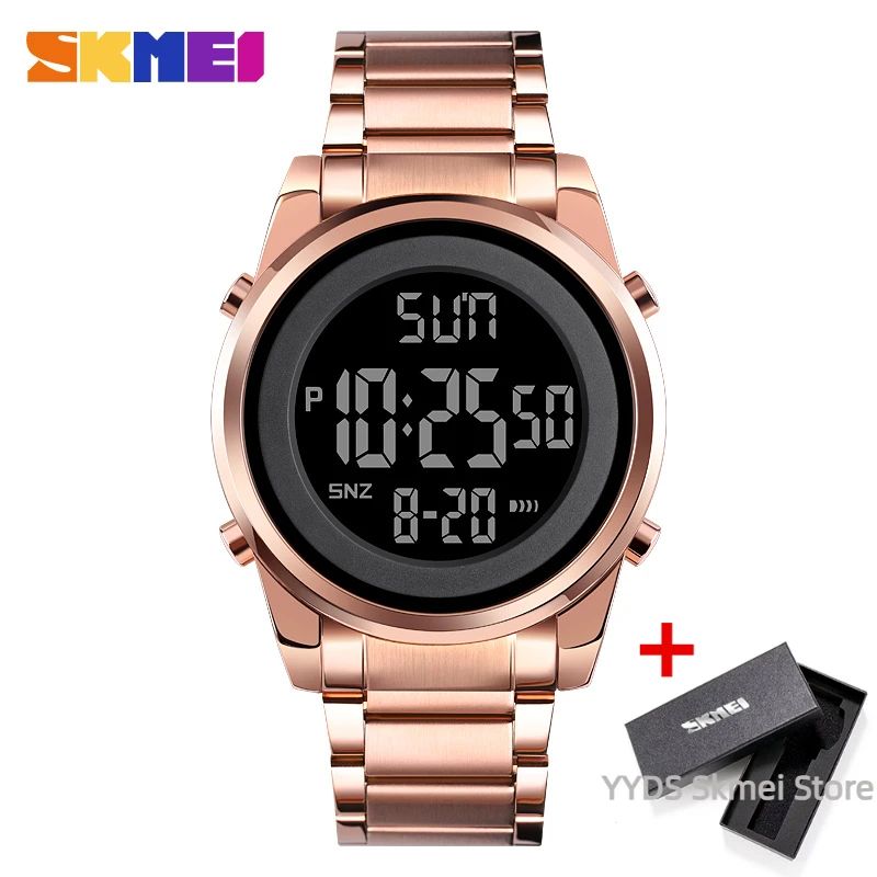 SKMEI Luxury Waterproof Watch for Men Stainless Steel Electronic Sports Digital Mens Wristwatches Man Clock Reloj Masculino 1611
