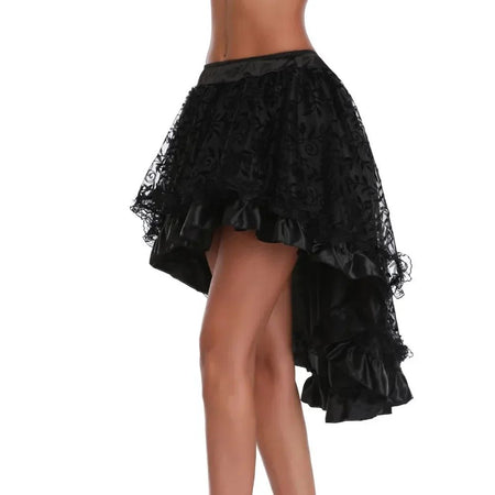 Steampunk Women Lace Floral Skirt Asymmetrica Renaissance Victorian Pirate Medieval Sexy Gothic Corset Skirts Matching