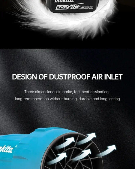 Makita 30000RPM Violent Blower Turbo Jet Fan 18V Electric Air Duster Wind Speed Turbo Rechargeable with Light Car Cleanin Tool