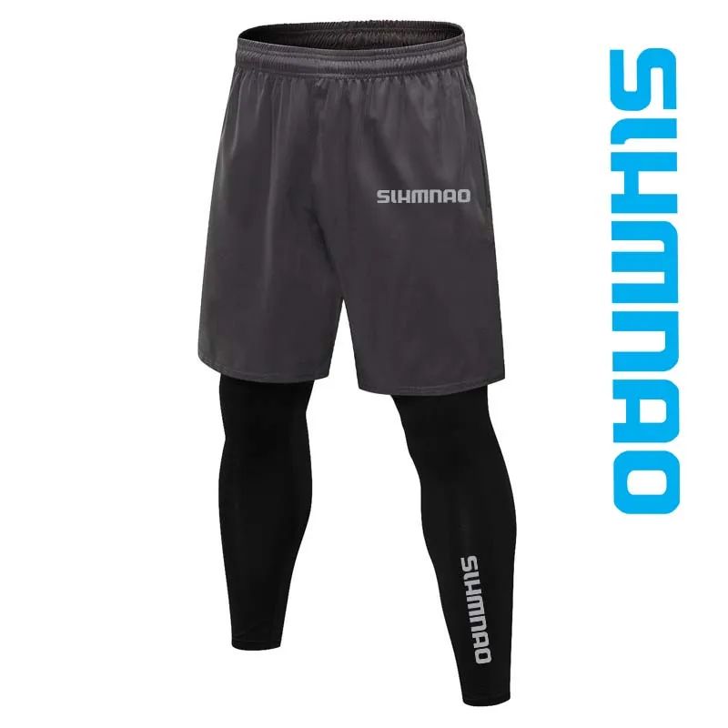 2025 Men's Outdoor Casual Quick Drying Fishing Pants, Cycling, Hiking, and Tight Elastic Two-piece Fitness Running Pants