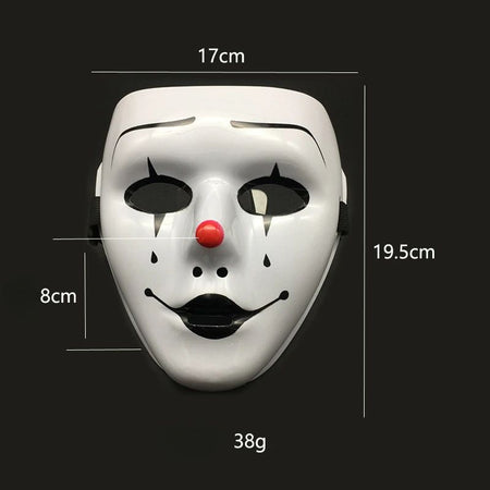 Masquerade Halloween Full Face Mask Hand Painted White Death Clown Black Gold Adult Street Dance Eye Mask Prop