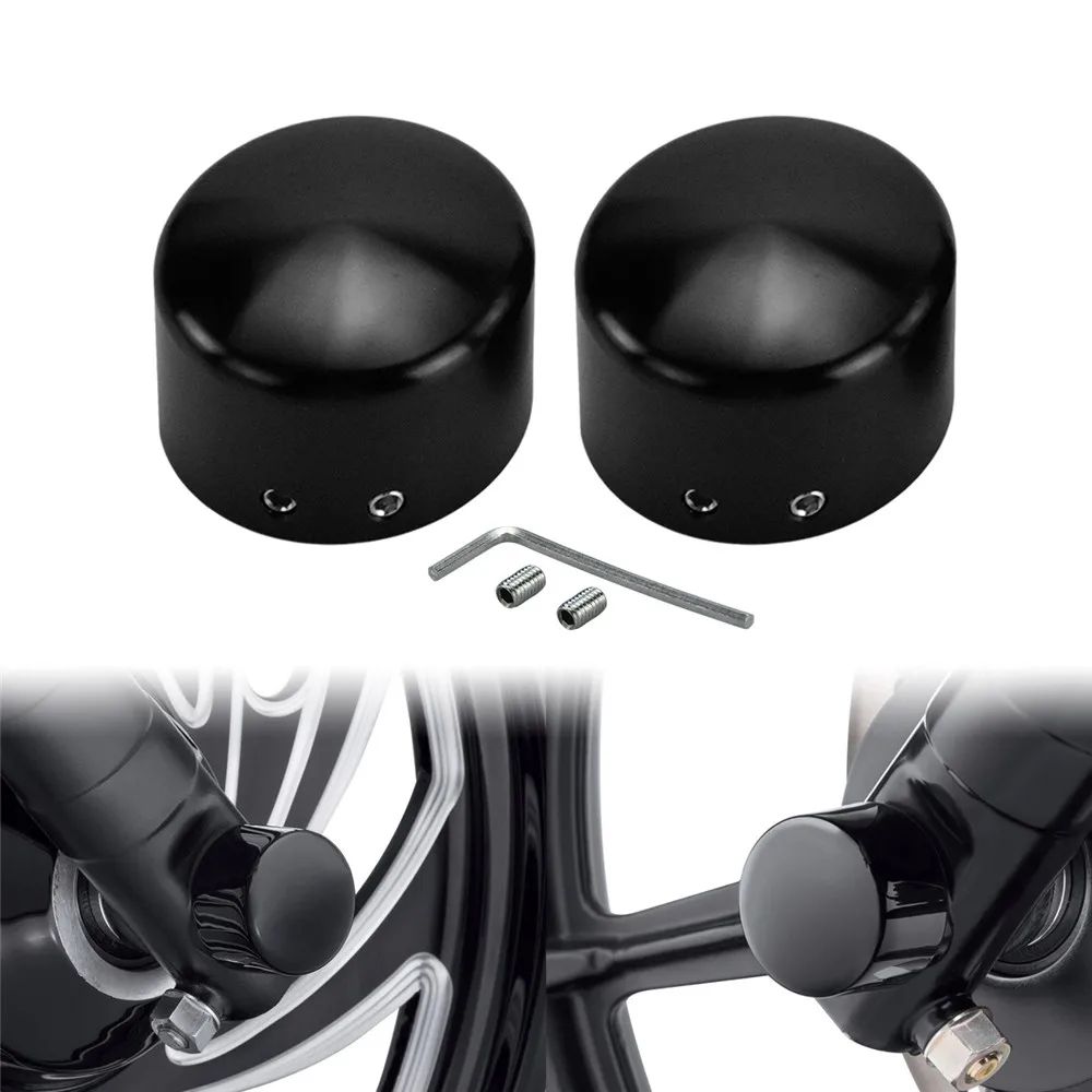 2pcs Motorcycle Front Axle Nut Cover Cap Bolt Black/Chrome For Harley Touring Softail Breakout Dyna Street Bob V-Rod Sportster