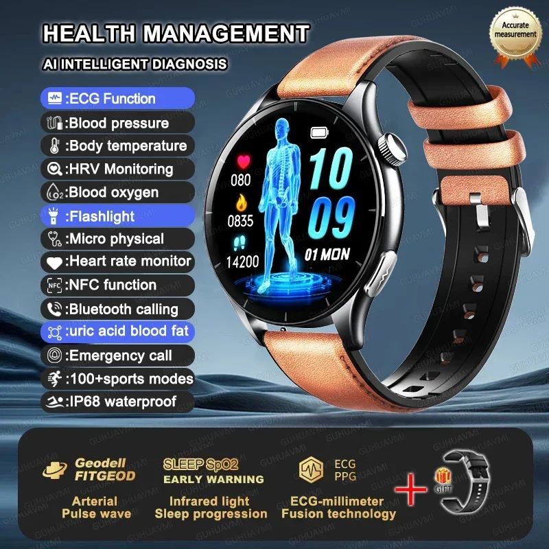 XIAOMI 704505 New ECG+PPG Smartwatch Precise Uric Acid Blood Lipids Pressure Body Analysis Smart Watch Men BT Call NFC Watches