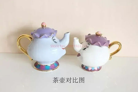 Disney Teapot Cute Cartoon Beauty And The Beast Coffee Pots Mug Mrs Potts Chip Cup Tea Cup Pots One Tea Set Droshipping Desk Gif