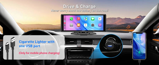 ESSGOO 10.26 Inch Portable Universal Car Stereo Apple CarPlay & Android Auto 4K IPS Touch Screen GPS Navi BT MP5 Player + Camera