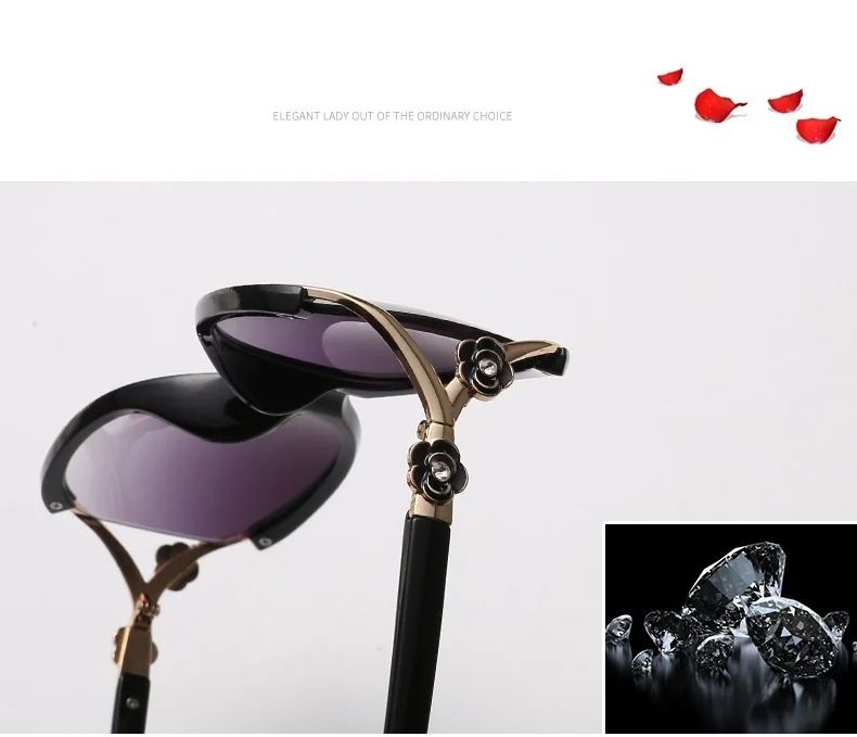 New Classic Vintage Driving Sunglasses for Women Luxurious Fashionable Camellia Hollow-out Women’s Sun Glasses UV400 Protection