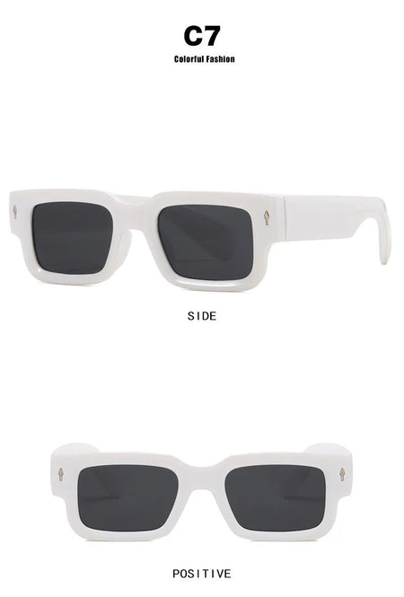 Retro Men Square Sunglasses For Women Vintage Luxury Rivet Designer Sun Glasses Fashion Arrow Shades UV400 Eyeglasses