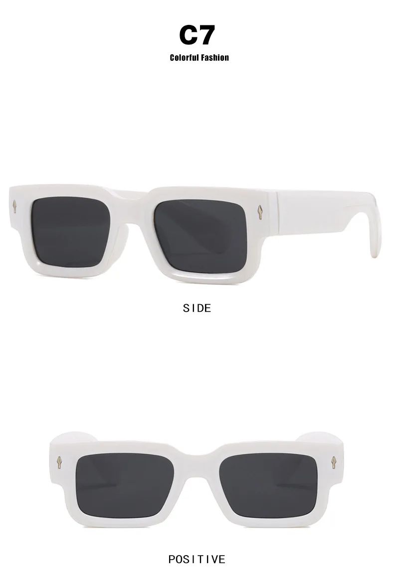 Retro Men Square Sunglasses For Women Vintage Luxury Rivet Designer Sun Glasses Fashion Arrow Shades UV400 Eyeglasses