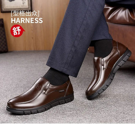 Men Genuine Leather Businenss Loafers Handmade Shoes Non-slip Man Flat Driving Walking Man Soft Luxury Dad Dress Office Shoes
