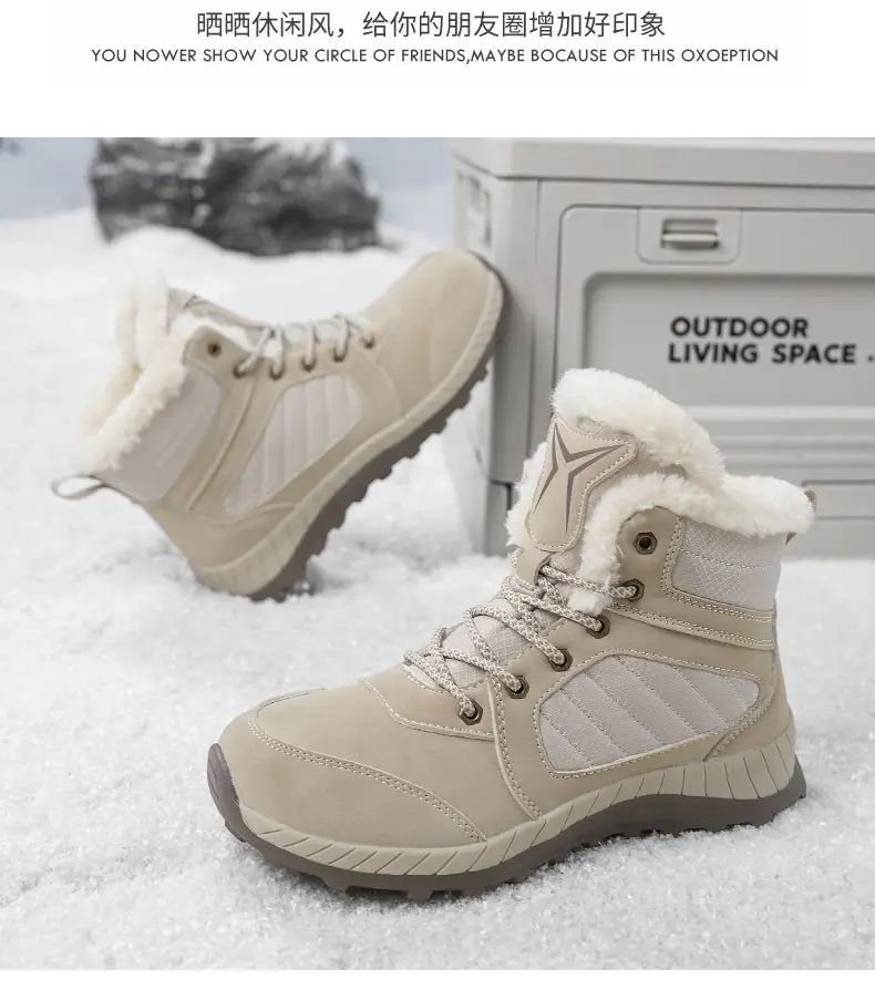 Men Women Waterproof Winter Boots Snow Barefoot Casual Shoes Outdoor Warm Work Shoes Ankle Shoes for Trekking Climbing Hiking