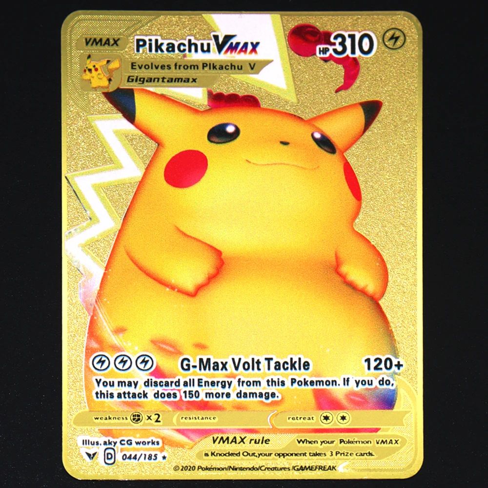 Pokemon 183200 Points High Hp  Gold Black English French Metal Cards Vmax Mega GX Game Collection Cards Charizard Pikachu Mewtwo