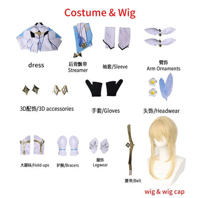 High Qualiy Lumine Cosplay Costume Wig Hair Game Impact Character Traveler for Women Cosplay Anime Events Role Play Dress