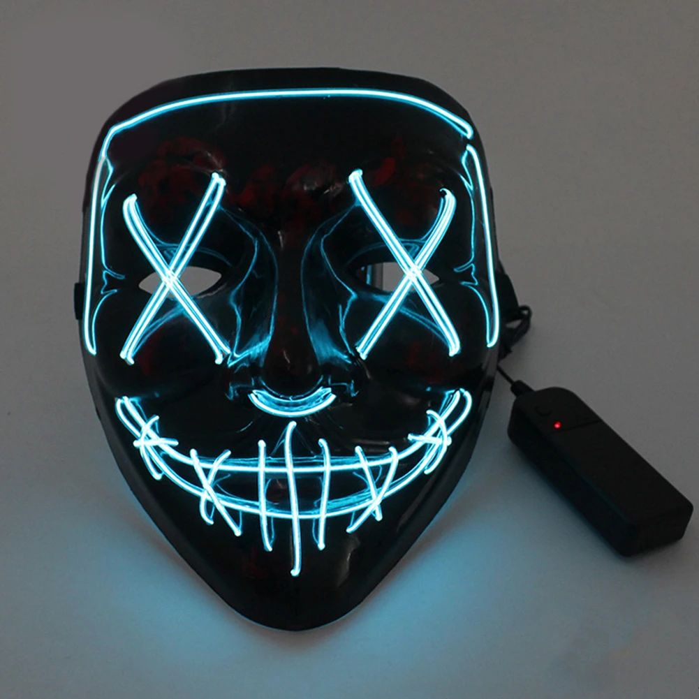 Wireless Scary Glowing Mask LED Luminous Purge Mask Halloween Horror Neon Light Up Cosplay Party Mask Fstival Costume Supplies