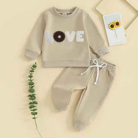 Baby Girl Clothes Newborn Infant Fall Winter Outfits Love Print Long Sleeve Sweatshirts Tops Pants Set 0-24M