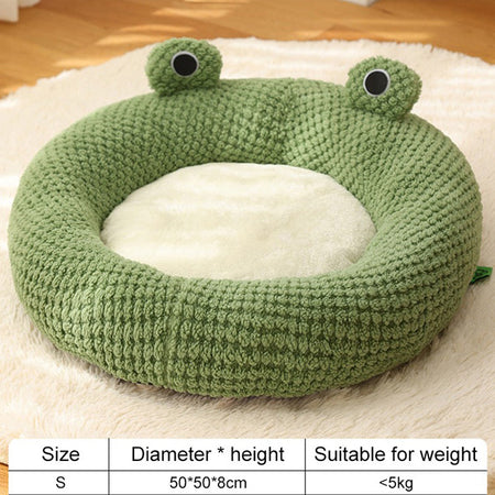 New Pet Nest Winter Warm Dog Den Cat Villa Plush Pets Mattress Small Frog Shape Semi Enclosed Kitten Puppy House Pet Supplies