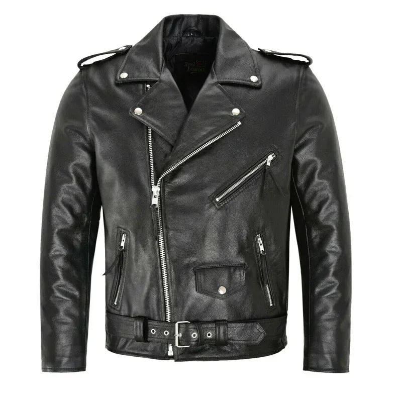 Men PU Leather Jacket Motorcycle Fashion Slim Fit Leather Coat Male Solid Turn-Down Collar Motorcycle Outwear Streetwear 4XL