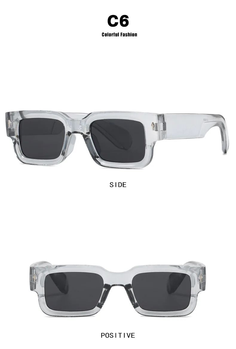Retro Men Square Sunglasses For Women Vintage Luxury Rivet Designer Sun Glasses Fashion Arrow Shades UV400 Eyeglasses