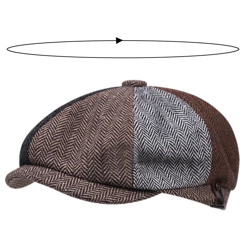 2025 New Classic Hat for Men Caps Vintage Retro Tweed Peaky Blinders Beret Hat Flat Peaked Cap Street Hats for Women Men