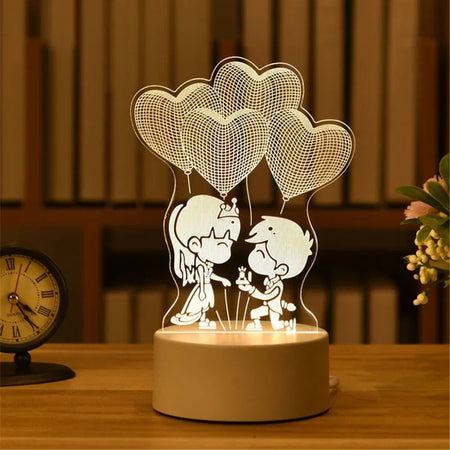 USB Operated 3D Acrylic LED Night Light Festival Birthday Kids Gifts Bedroom Bedside Decor Night Lamp Home Novelty Lighting