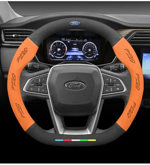 Car Suede Anti-slip Steering Wheel Cover For Ford Mondeo Focus Raptor Puma Edge Explorer Ecosport Ranger F150 Kuga Fiesta Fusion