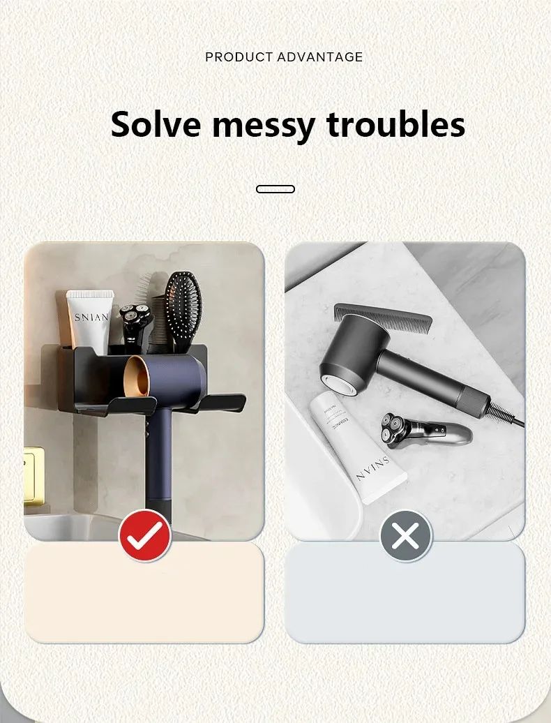 Hair Dryer Holder Wall Dryer Cradle Straightener Stand Hairdryer Organizer Box Toilet Blower Holder Shelf Bathroom Accessories