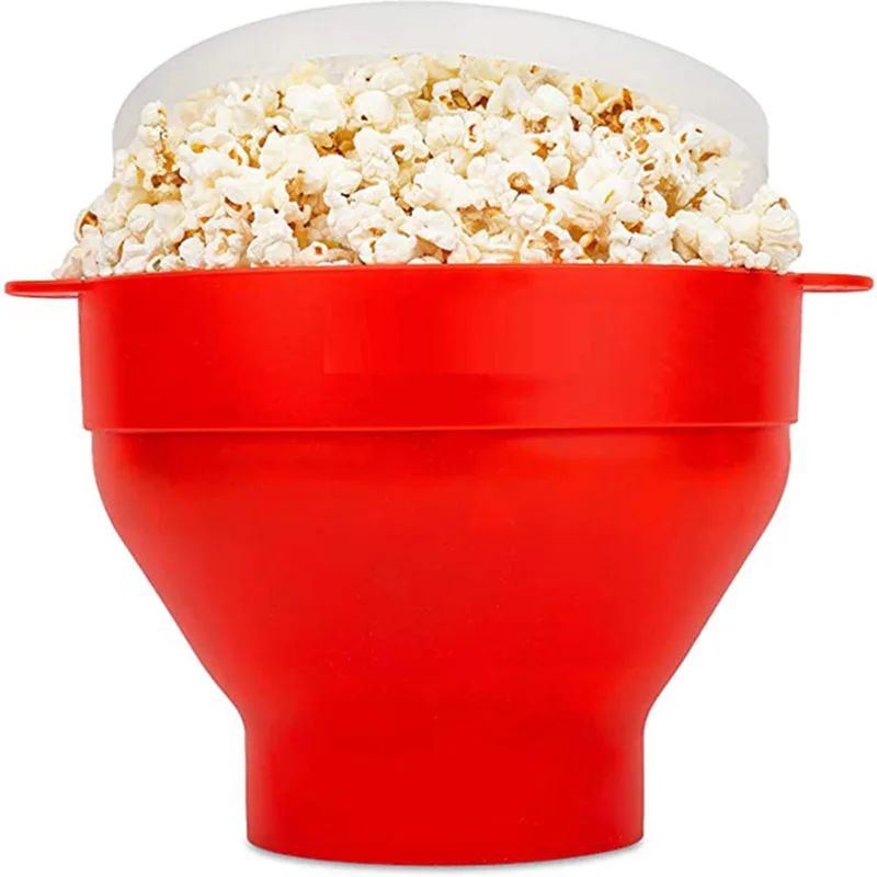 Microwave Silicone Popcorn Maker Food Grade Foldable High Quality Kitchen Easy Tools DIY Make Popcorn Bucket Bowl with Lid Bowls