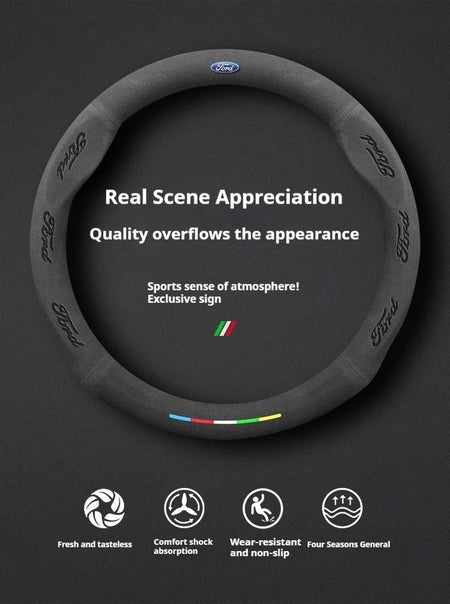 Car Suede Anti-slip Steering Wheel Cover For Ford Mondeo Focus Raptor Puma Edge Explorer Ecosport Ranger F150 Kuga Fiesta Fusion