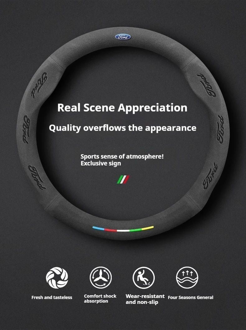 Car Suede Anti-slip Steering Wheel Cover For Ford Mondeo Focus Raptor Puma Edge Explorer Ecosport Ranger F150 Kuga Fiesta Fusion