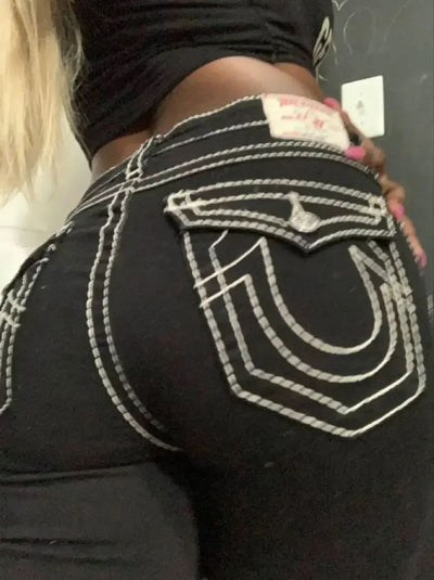 Vintage 2000s Buddha Embroidery Baggy Jeans Woman Gothic Streetwear Harajuku Ripped jeans for women Wide Leg Denim Pants