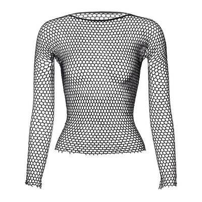 Fashion Hollow Out Basic T Shirts Mens Women Sexy Hollow Out See Through Mesh T-shirt Party Spring Vintage Slim Fit Elastic Tees