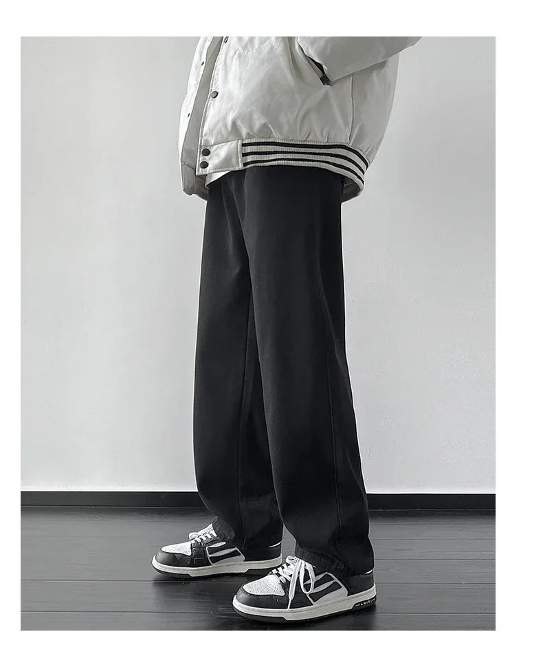 4 Colors Winter Fleece Men's Jeans Baggy Straight Elastic Waist Denim Pants Fashion Korean Thickened Warm Male Thermal Trousers