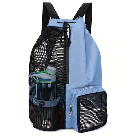 Swim Bag Mesh Drawstring Backpack with Wet Pocket Multipurpose Beach Backpack for Swimming, Gym, and Workout Gear