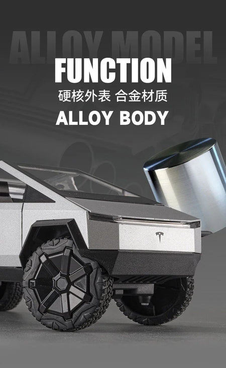 Alloy Model Car 1:24 Diecast Miniature Metal Pickup Vehicle Chidlren Birthday Collected Gift Van Truck Tesla Cybertruck Boys Toy