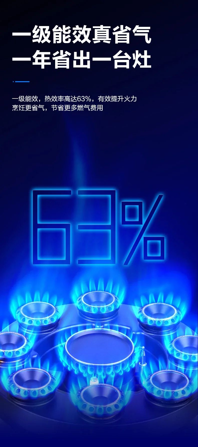 220V Energy-Saving Gas Cooker with Powerful Flame, Single Burner Natural Gas Cooktop for Home Kitchen A