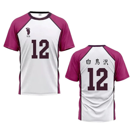 Haikyuu Jersey Japanese Anime Cosplay Tops Shiratorizawa Academy Volleyball Uniform Wakatoshi Ushijima Loose Sports T Shirt