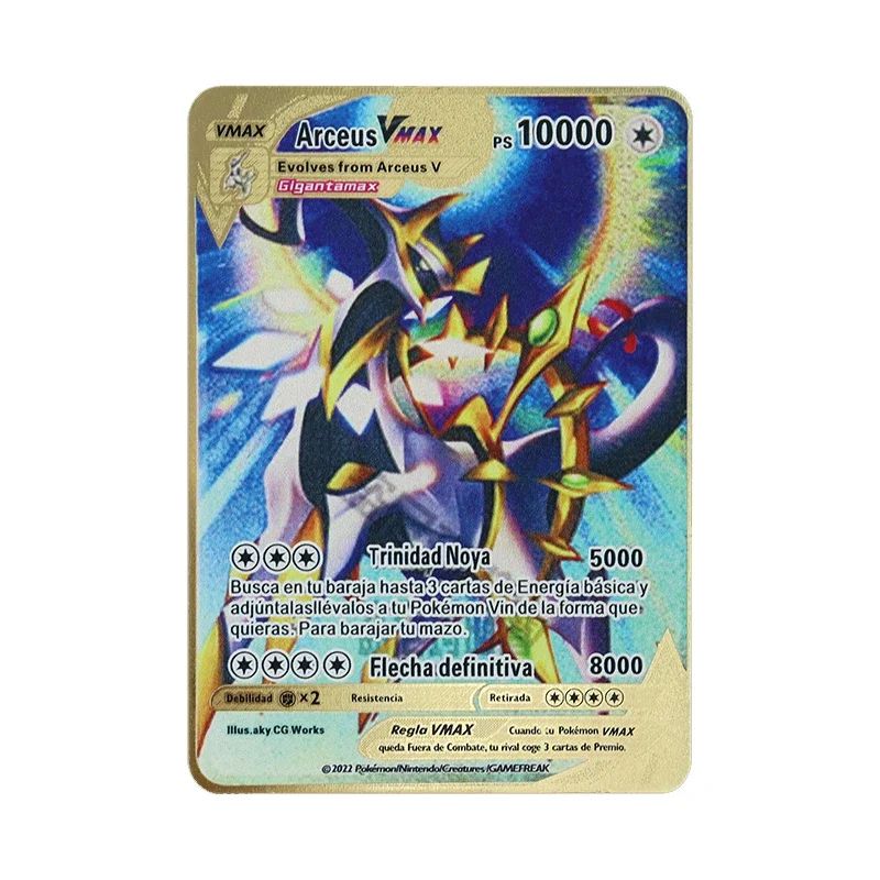 Pokemon 183200 Points High Hp  Gold Black English French Metal Cards Vmax Mega GX Game Collection Cards Charizard Pikachu Mewtwo