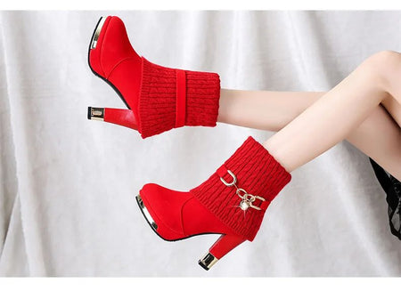 Super High Heels Platform Shoes Women High Heels Women Pumps Shoes Pointed Toe Suede Ankle Boots for Women Thick Heels Boots NEW