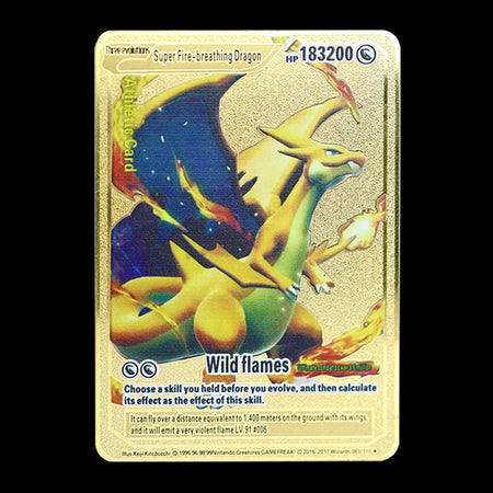 Pokemon 183200 Points High Hp  Gold Black English French Metal Cards Vmax Mega GX Game Collection Cards Charizard Pikachu Mewtwo