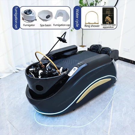 XinSheng Professional Electric Massage Bed Head SPA Salon Massage Table Hair Washing Fumigation Beds Barber Shop Smart Furniture