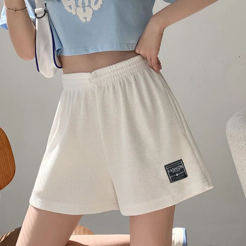 Waffle Summer Comfortable Casual Sports Shorts Women's Summer Loose Home Pajama Pants Wear Pocket Shorts