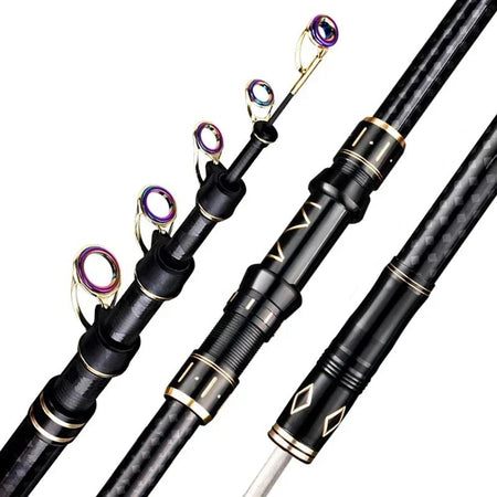 2.1m-4.5m Telescopic Fishing Rod  Travel Surf Rod Spinning Power 10-250g Distance Throwing Pole High Carbon Baitcasting Rod
