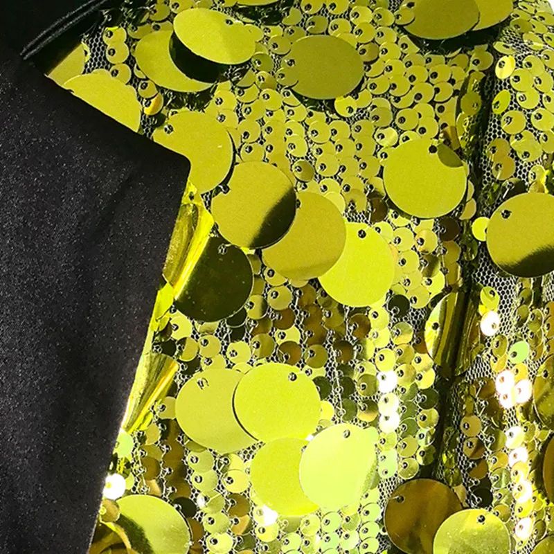 New Men Luxury Sequin Suit Jacket Silver / Gold Fashion Singer Bar KTV Dance Party Stage Performance Dress Blazers Coats