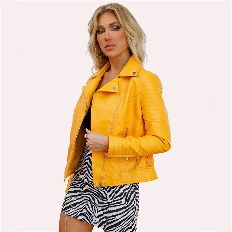 Black Women Faux Leather Jacket Spring Autumn Zipper Casual Pu Coat Female Biker Outerwear Ladies Clothes S-XXXL