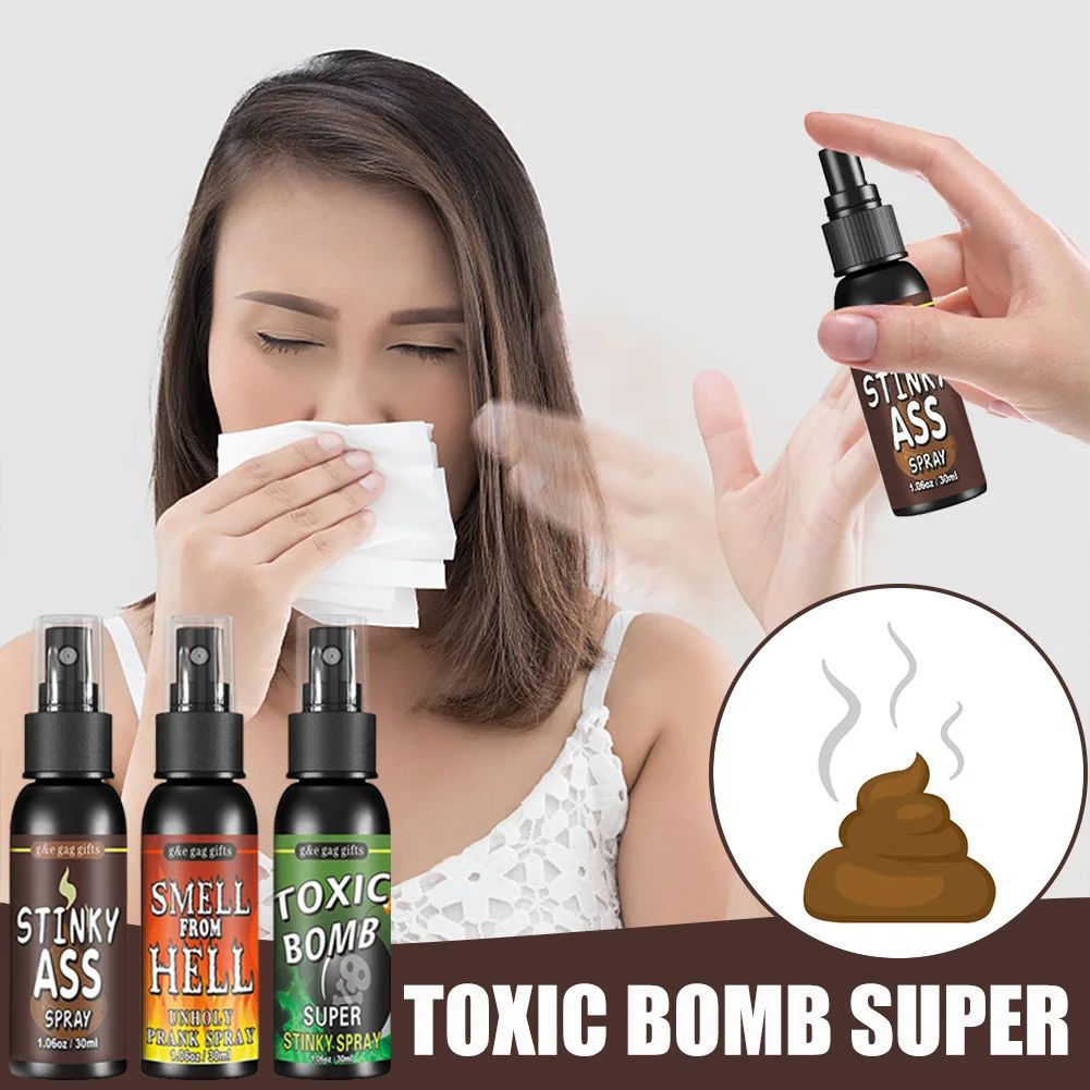 6pcs-1pcs 30ml Halloween Props Liquid Fart Spray Non Toxic Stink Bomb Ass-Smelly Stinky Gas Prank Toy Joke Party Supplies